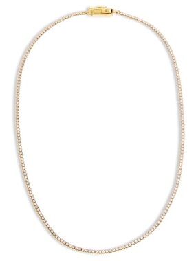 Adina Eden Classic Thin Tennis Necklace Gold Plated with CZ